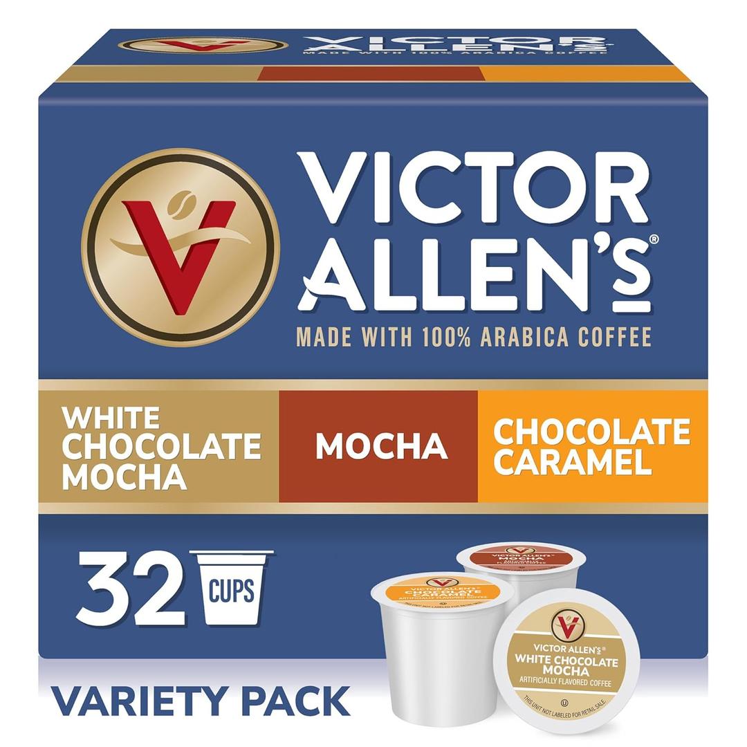 Victor Allen's Coffee Mocha Variety Pack (White Chocolate Mocha, Mocha, Chocolate Caramel), 32 Count, Single Serve Best By 12/2027