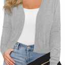 Women's Cropped Cardigan Sweaters Long Sleeve Open Front Bolero Knit Shrugs for Dresses (L)