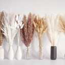 Bannifll 125 PCS Dried Pampas Grass Bouquet, Boho Table Decor, Bunny Tails Dried Flowers, Brown Pampas, White Pampas Grass for Weddings, Home Decor, Rustic Parties, and Baby Shower Decorations