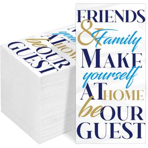 100 Pack Friends & Family Guest Towels Disposable 2-ply Hand Towels Dinners Hand Napkins Soft Paper Napkins Absorbent Party Towels for Home Kitchen Bathroom Wedding Shower Parties Supplies 8" x 4"