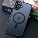 JUESHITUO for iPhone 16 Plus Case with 1X Screen Protector, [Tailored for MagSafe] [Mil-Grade Shockproof Defense] with Integrated Lens Protection Translucent Matte Phone Case for iPhone 16 Plus, Black