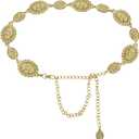 2 x American Trends Womens Western Belts Metal Chain Belt Country Cowgirl Belt Waist Chain Y2K Boho Concho Belt (Medium)