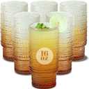 6pcs Hobnail Drinking Glasses Set, 16 oz Vintage Glassware Drinking Glasses, Gradual Amber Water Glasses Tumbler, Thanksgiving Cups for Kitchen, Juice, Beer, Cocktail, Whiskey