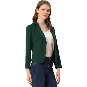 Allegra K Women's Dressy Casual Blazer Open Front Office Work Business Lightweight Crop Suit Blazers (Green, XL)