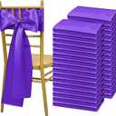 Showgeous 120 PCS Purple Satin Chair Sashes Bows Decoration Cover Sash Ties for Banquet Party Baby Shower Event Decorations (7 x 108 inch)