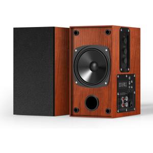 Elimavi Powered Bookshelf Speakers, 30W X 2 Turntable Speakers with 4 Inch Woofer, Record Player Speakers with AUX Input for PC and TVs,Wood Grain Color for Wall Mounting (Brown)