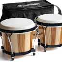 MUSICUBE Bongo Drums for Kids Adults Professional 6 and 7 Tunable Hand-Crafted Bongo Drum Percussion Instrument with Tuning Wrench and Storage Bag (Natural Skin)