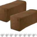 uxcell 2pcs Stretch Armrest Covers for Chairs/Sofas, Couch Arm Covers with Twist Pin, Furniture Protector Slipcovers Coffee
