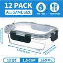 GULFLIN 24-Piece Small Glass Food Storage Containers with Lids Airtight, 1.5 Cup Meal Prep Containers Set, Microwave&Dishwasher Safe, Leak-Proof, BPA-Free, Grey