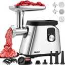 Electric Meat Grinder 2800 Max Meat Mincer With 2 Blades 3 Plates 3 Sausage Tube Food Pusher Meat Claw & Kubbe Kit for Home Use (Sliver)