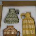 Boho Ceramic Vase Set of 3 for Living Room Bedroom Modern Yellow Brown Green Fake Flower Plant Vases for Home Decor Office Centerpieces Antique Retro Rustic Farmhouse Vintage Classic Gift (Multicolor)