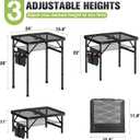 Ciavca Upgraded Folding Grill Table - Metal Portable Camping Table, 3 Height Adjustable Max 28", Lightweight Foldable for Outside BBQ 24"x15.8"