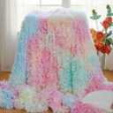 MYRU Plush Super Soft Blanket, Colorful Bedding Sofa Cover, Furry Fuzzy Faux Fur Throw, Cozy Tie Dye Shaggy Couch Blanket (51"x63", Rainbow)