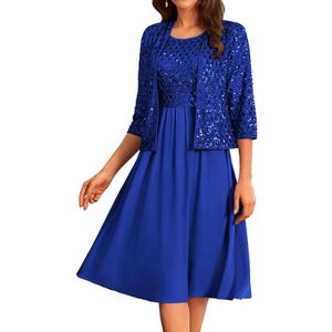 Formal Gowns for Women 2024 Mother of The Bride Dresses Formal Wedding Party Dress Two Piece Dress Royal Blue XL