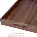 22 x 14 Inches Large Rectangle Black Walnut Wood Ottoman Tray with Handles, Serve Tea, Coffee, Classic Wooden Decorative Serving Tray