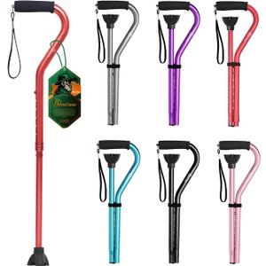 BeneCane Walking Cane for Men & Women Adjustable Cane with Offset Soft Cushioned Handle -Portable Lightweight Sturdy Mobility Walker Aid for Elderly, Seniors Collapsible Cane (Red)