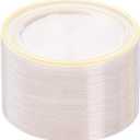 BESTVIP 100PCS Clear Plastic Plates, 10.25 Inch Disposable Dinner Plate Party with Gold Rim, Heavy Duty Disposable Plastic Plates for Party, Wedding and Birthday, Christmas, Thanksgiving