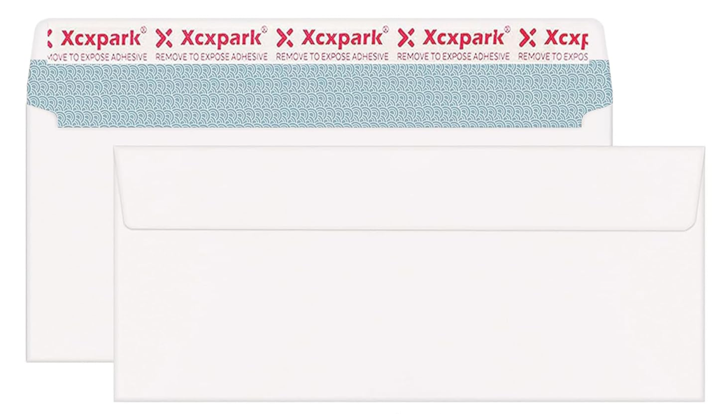 Xxcxpark 120 PCS #10 White Self Seal Kraft 4-1/ 8 x 9-1/ 2 inches Security Envelopes, Windowless Invisible Envelopes Super Strong Quick Seal Envelopes Security Tint Pattern Secure