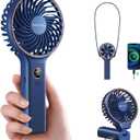SWEETFULL Handheld Portable Fan, 5000mAh Rechargeable Battery, 6 Speed Wind, LED Digital Display, Foldable Electric Personal Mini Travel Fan with Backup Power, Summer Essentials Gifts for Women Girl (Dark Blue)