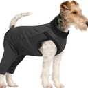 LelePet Dog Recovery Suit for Rear Legs to Stop Licking Hind Legs Abdomen Wounds, Dog Onesie for Surgery Female Male,Dog Pants to Prevent Licking for Small to Large Dogs, Cone Alternative (XS-3XL) (Gray)
