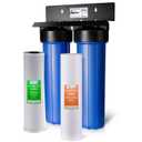 iSpring WGB22B 2-Stage Whole House Water Filtration System, 20” x 4.5” Sediment & Carbon Block Filters, Removes up to 99% Chlorine, Fine Sediment and Bad Taste Removal