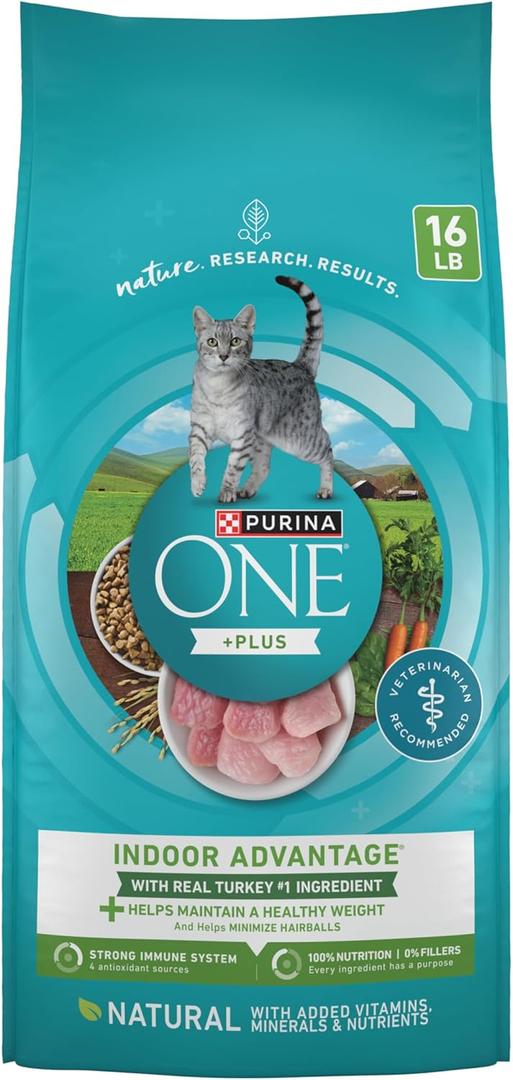 Purina ONE Natural, Low Fat, Weight Control, Indoor Dry Cat Food, +Plus Indoor Advantage - 16 lb. Bag, BEST BY NOV 2025