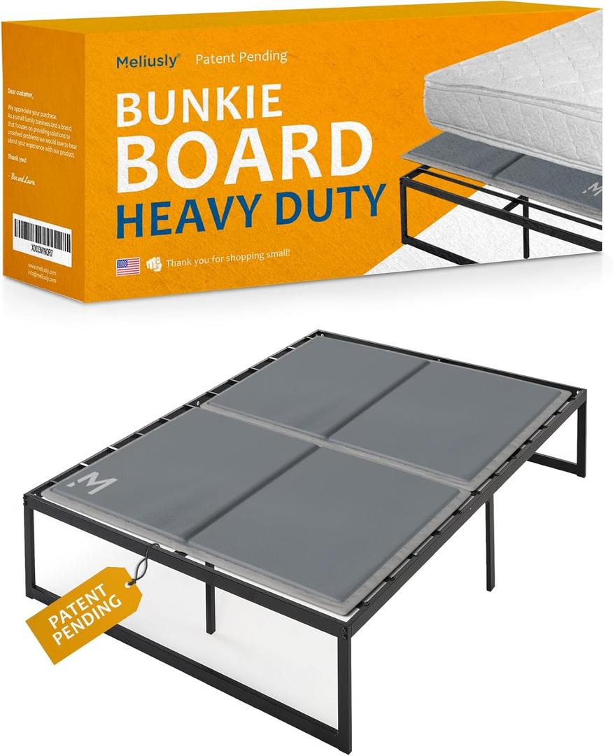 Meliusly Heavy Duty 10mm Bunkie Board Full Size (54"x75'') Patent Pending Low Profile Bed Board Design - Breathable, Noise Minimizing, Moisture Resistant Bunkieboards, Low Profile Bed Support