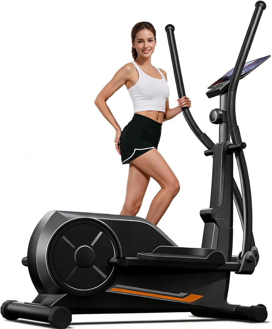 CURSOR FITNESS Elliptical Exercise Machine, Elliptical Machine for Home with 8 Levels Resistance, Silent Magnetic Elliptical Trainer with 12" Stride and LCD Monitor Max 330Lbs
