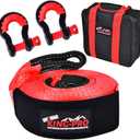 KING-PRO Snatch Strap Recovery Kit 3" x 20ft, 33,000lbs Breaking Strength with 23% Elongation, 100% Nylon Kinetic Towing Strap with 2pcs Heavy Duty 3/4 D Ring Shackles for Truck SUV ATV Off Road