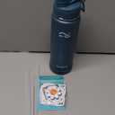 Insulated Water Bottle with Silicone Boot (36hrs Cold/18hrs Hot) - DIY Stickers, Leakproof, BPA Free, 24 oz [2-IN-1 LID] (Cyan)