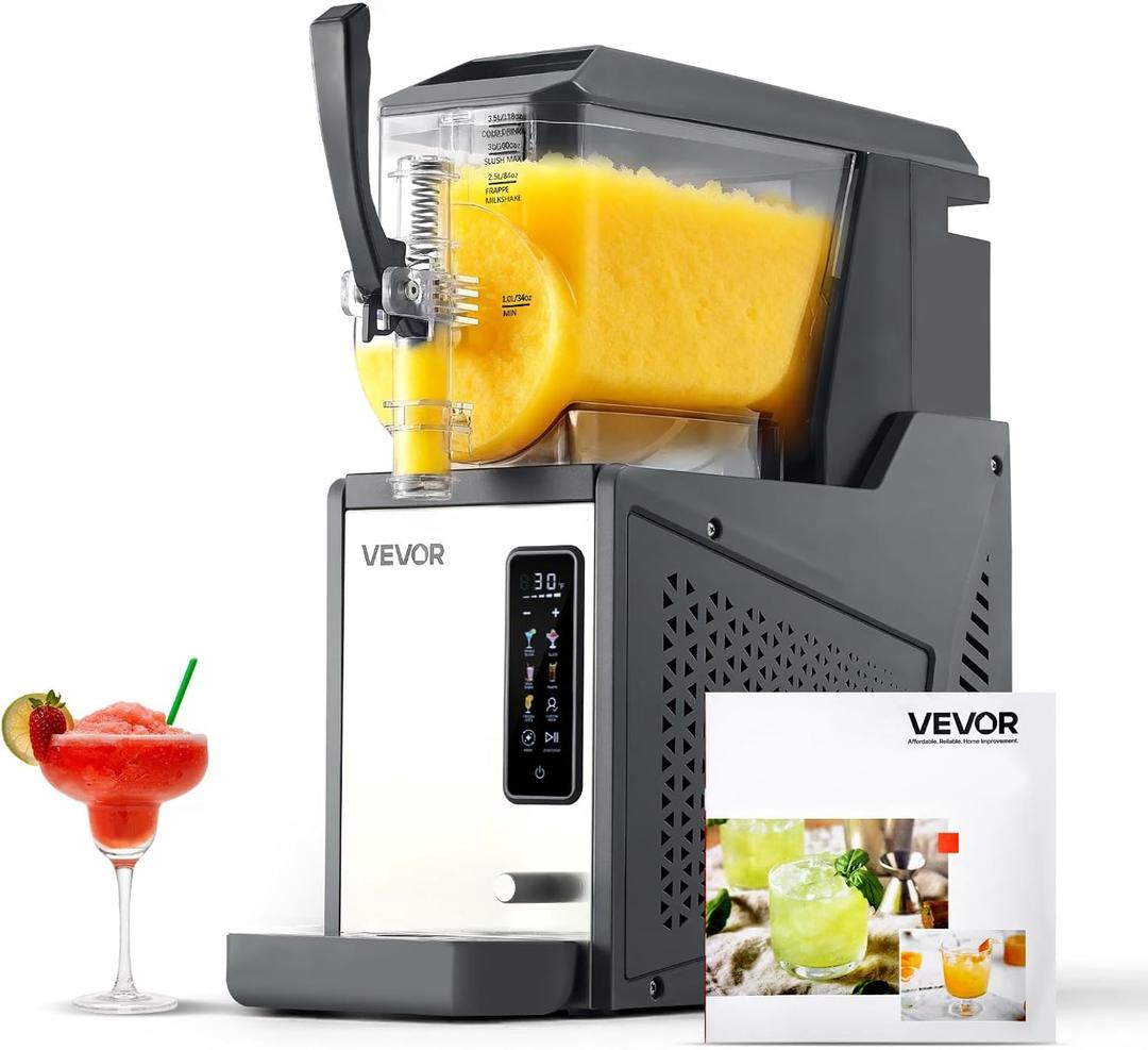 VEVOR Slushie Machine, 4L/135oz No Ice Needed Slushy Machine for Home, Frozen Drink Maker with Single Tank, Margarita Machine with Self-Cleaning, for Frozen Margaritas, Frappés, Milkshake & More