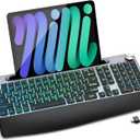 GAMCATZ Large Print Backlit Wireless Keyboard with Wrist Rest-Low-Profile,Phone/Tablet Holder,Rechargeable with Light Up Keyboard,Ergonomic Quiet Computer Keyboard for Desktop,Laptop, PC, Mac-Grey (2-Grey Black)
