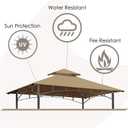 Grill Gazebo Replacement Canopy Roof Hugline 5x8 Outdoor Grill Shelter Canopy Top Double Tiered BBQ Tent Cover Fit for Model L-GG001PST-F (Khaki)