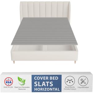 Greaton, 0.75-Inch Horizontal Wooden Bunkie Board/Bed Slats, 78" x 60", Grey (Twin)