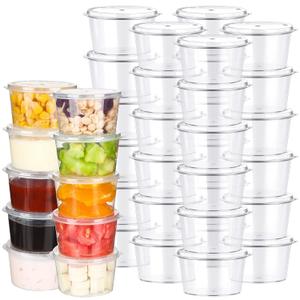 Didaey 100 Pcs Baby Food Storage Containers 4 oz with Hinged Lids Small Disposable Plastic Puree Snack Sauce Food Freezer Containers, Stackable, Leakproof