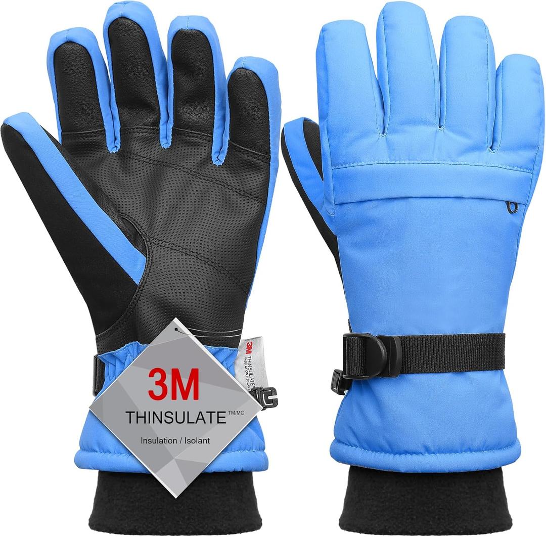 Cold Weather Snow Work Gloves - Heavy-Duty, Insulated, Windproof and Waterproof Gloves for Auto Repair and Outdoor Labor (Small, Blue)