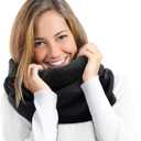 Rainproof Warmer Hooded Scarf Hat For Women Men Windproof Neck Scarf Winter Gear for Skiing Outdoor Jogging (Black)