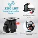 Nefish Heavy Duty Leveling Machine Casters 2200 LBS, Upgraded Ratchet Arm Design Leveling Retractable Castors Set of 4, Aluminum Base & Industrial Grade Rubber Workbench Caster for Industrial, Machine