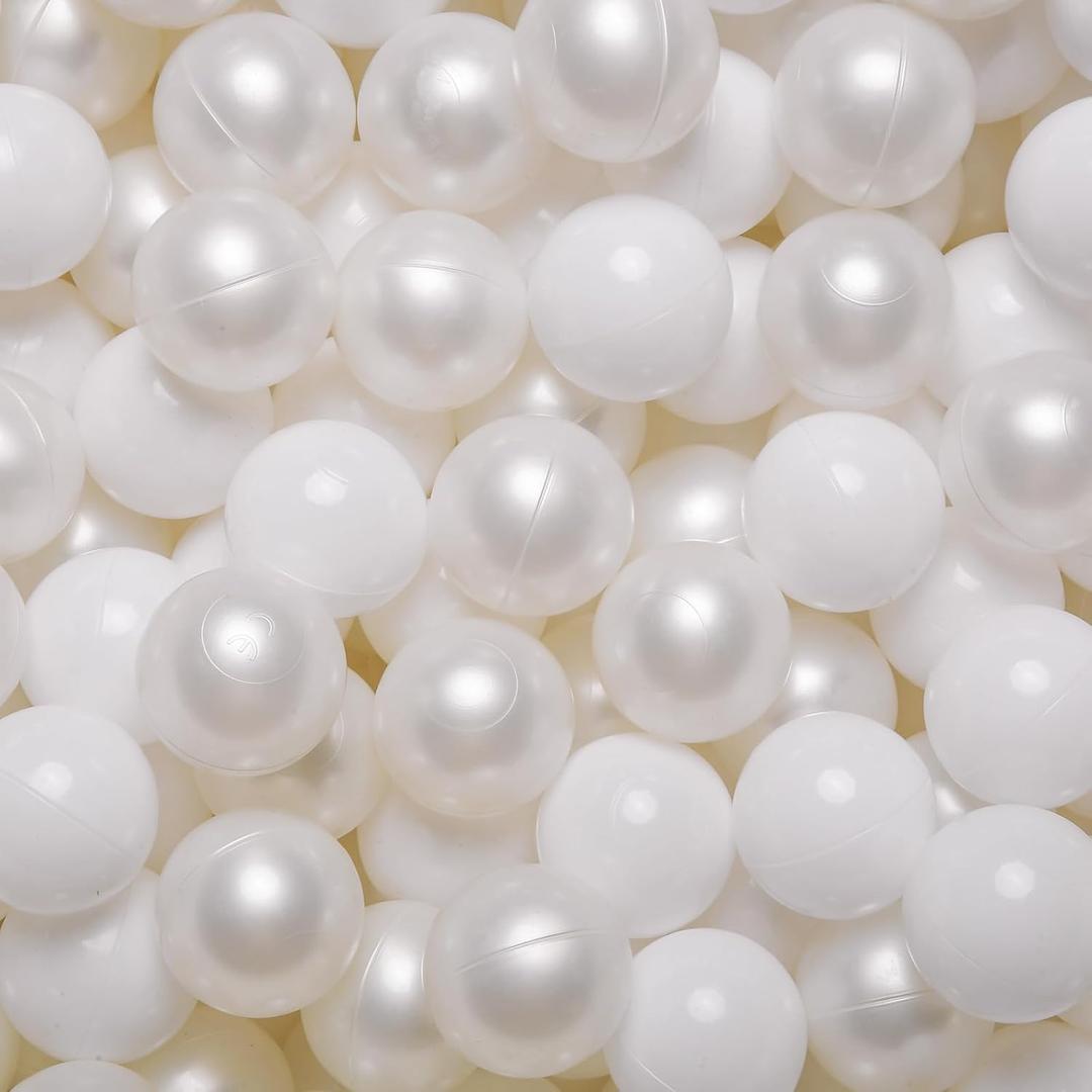 GOGOSO Ball Pit Balls Crush Proof Non-Toxic Plastic Balls Babies Kids Toy Bulk Pack 170pcs 2.2inchs (170pcs Pearl White+White)
