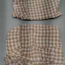 2 Pack Taupe White Plaid Ruffle Gingham King Size Pillow Shams, 100% Yarn-Dyed Washed Cotton Farmhouse Pillow Covers for Bed/Sofa Envelope Closure - 20''x36''