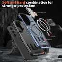 for Samsung Galaxy S24 Case [Compatible with MagSafe] with Camera Protective Cover Stand [Drop Protection] Shockproof Military-Grade Protection Anti-Fingerprint Kickstand Phone Case, Blue