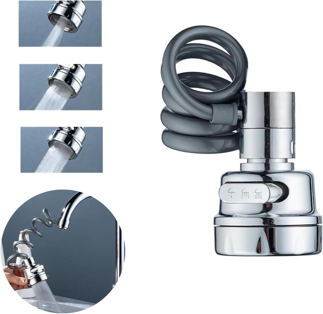 Sink Faucet Extender Professional Sink Sprayer Attachment 360 Rotatable Sink Faucet Extender Aerator with Stretchable Hose for Kitchen and Bathroom,3 Water Outlet Modes