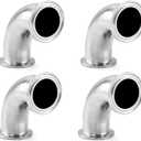 QWORK 1-1/2" Tube OD Sanitary Ferrule Elbow 90 Degree Pipe Fitting - Pack of 4