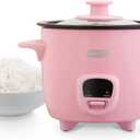 DASH Mini Rice Cooker Steamer with Removable Nonstick Pot, Keep Warm Function & Recipe Guide, Half Quart, for Soups, Stews, Grains & Oatmeal - Pink