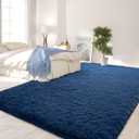 FlyDOIT Large Area Rugs for Living Room, 4x6 Feet Navy Blue Shaggy Rug Fluffy Throw Carpets, Ultra Soft Plush Modern Indoor Fuzzy Rugs for Bedroom Girls Kids Nursery Room Dorm Home Decor