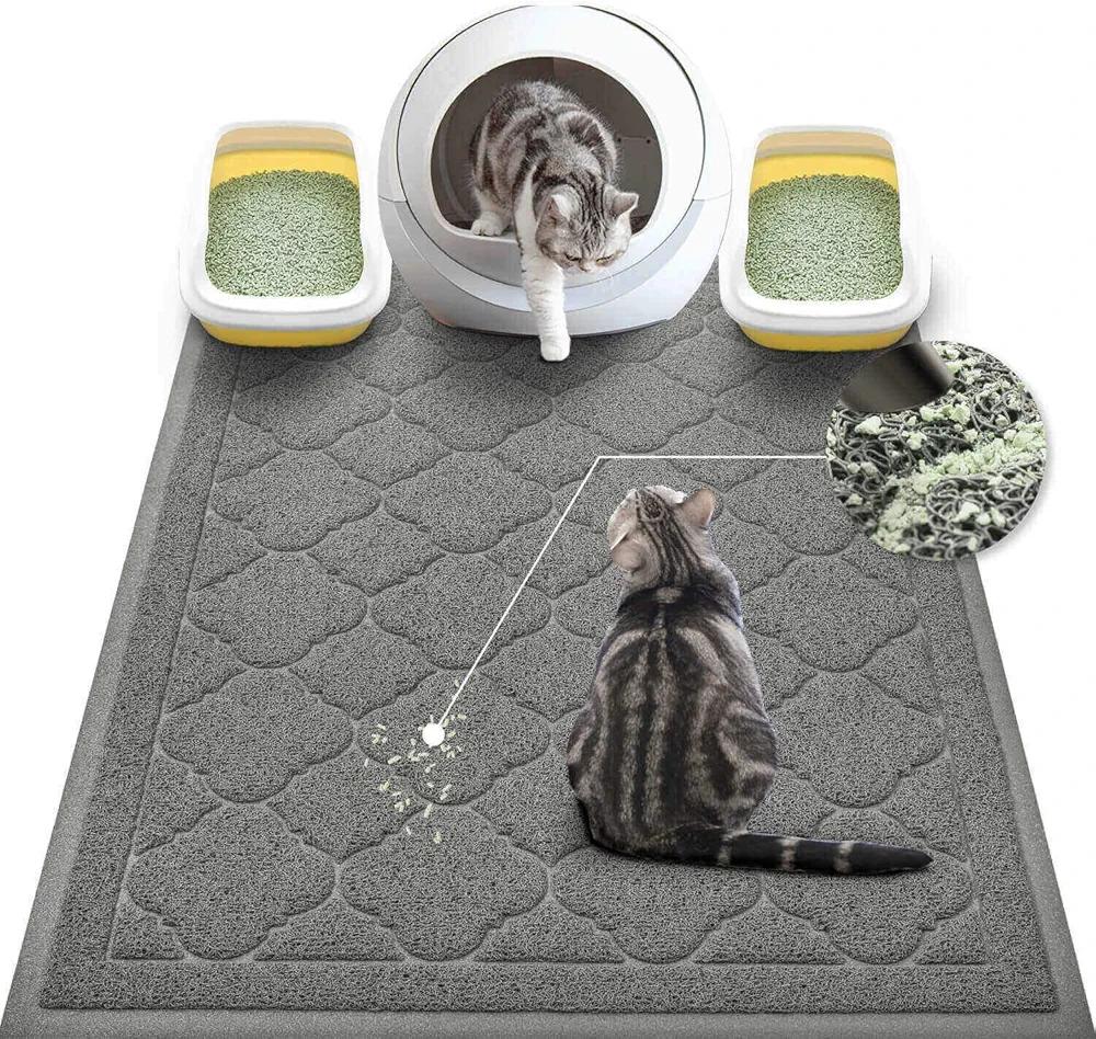 WePet Cat Litter Box Mat, Kitty Premium PVC Pad, Durable Trapping Rug, Phthalate Free, Urine-Resistant, Scatter Control, XXL 120 x 90 cm, Grey