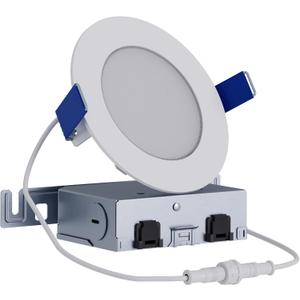 HALO HLB 4 inch LED Recessed Ceiling Light Canless Dimmable with Selectable Lumens and Selectable Color 27/30/35/40/5000K Wet Location Airtight Ultra Slim Indoor Outdoor HLB4LSFS5