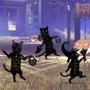 Metal Halloween Black Cat Garden Stakes Decorative, 3 Pack Scary Cat Halloween Yard Stakes Black Cat Silhouette for Home Yard Indoor and Outdoor Halloween Decorations.(Big)