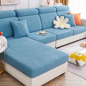 Sofa Covers Soothing Home Sofa Covers Sofa Hero Covers Couch Cushion Covers for Dogs Stretch Couch Covers Slipcovers for Couches and Sofas (Wheat-Ocean Blue,Large Single Seat Cover)