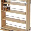 Grehitk Pull Out Spice Rack Organizer for Cabinet (5" W x 22.3" D x 25.2" H), Sliding Spice Rack for Kitchen Cabinet, Wood Pull Out Cabinet Organizer for Multi-Use